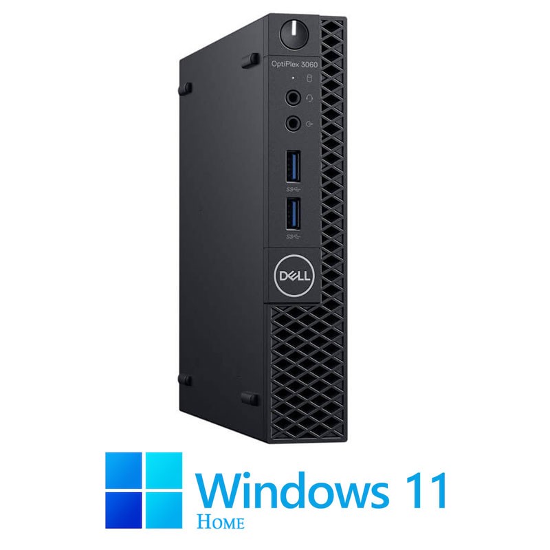 Mini Calculatoare Dell OptiPlex 3060, Quad Core i3-8100T, 8GB DDR4, 256GB SSD, Win 11 Home